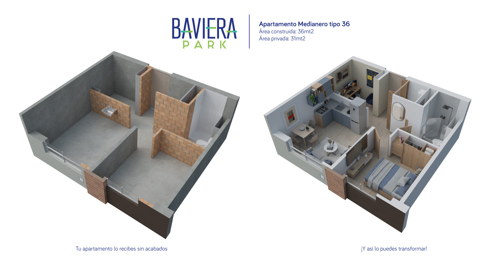 apartamentos en venta bogota norte, apto tipo 36 baviera park 