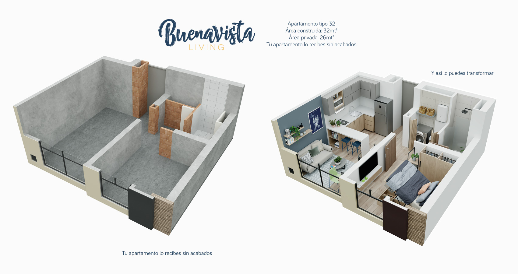 Buenavista living apto tipo 32 