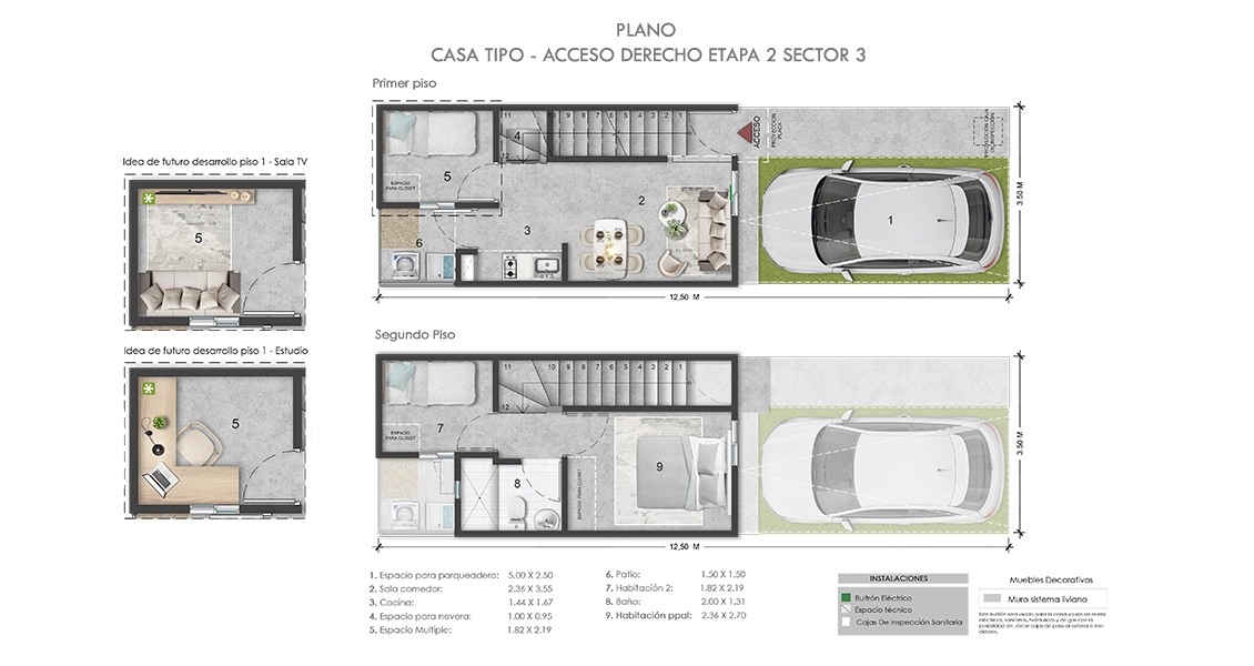 Planta de la casa tipo 40 del Proyecto verde