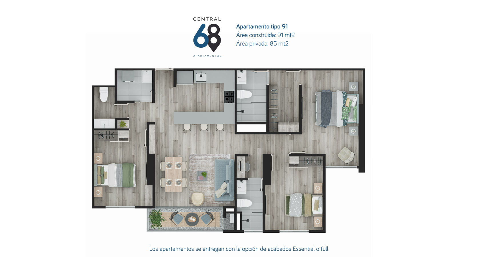 Central 68 apartamento tipo 91