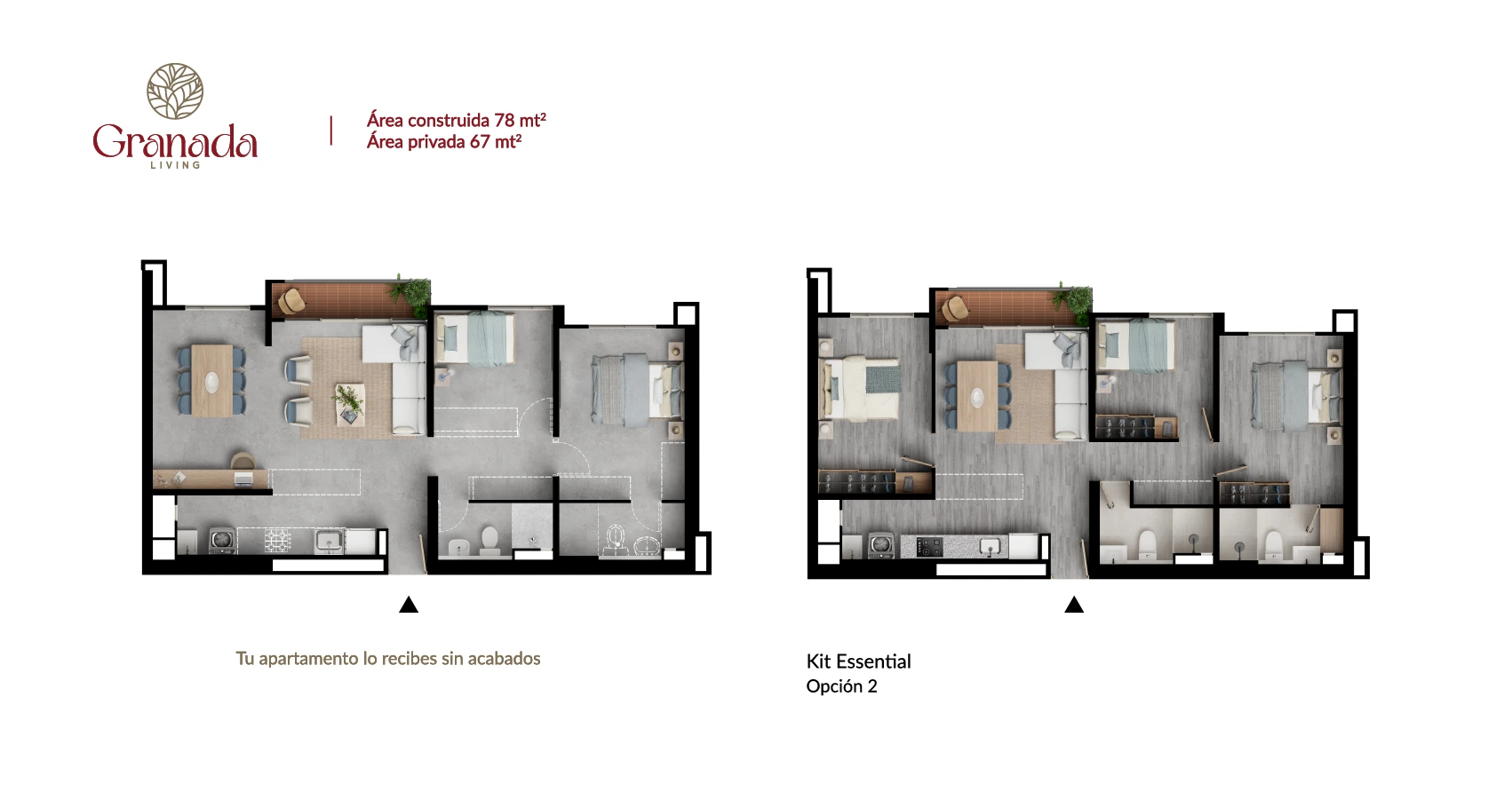 Planta apto tipo 78 Proyecto Granada Living