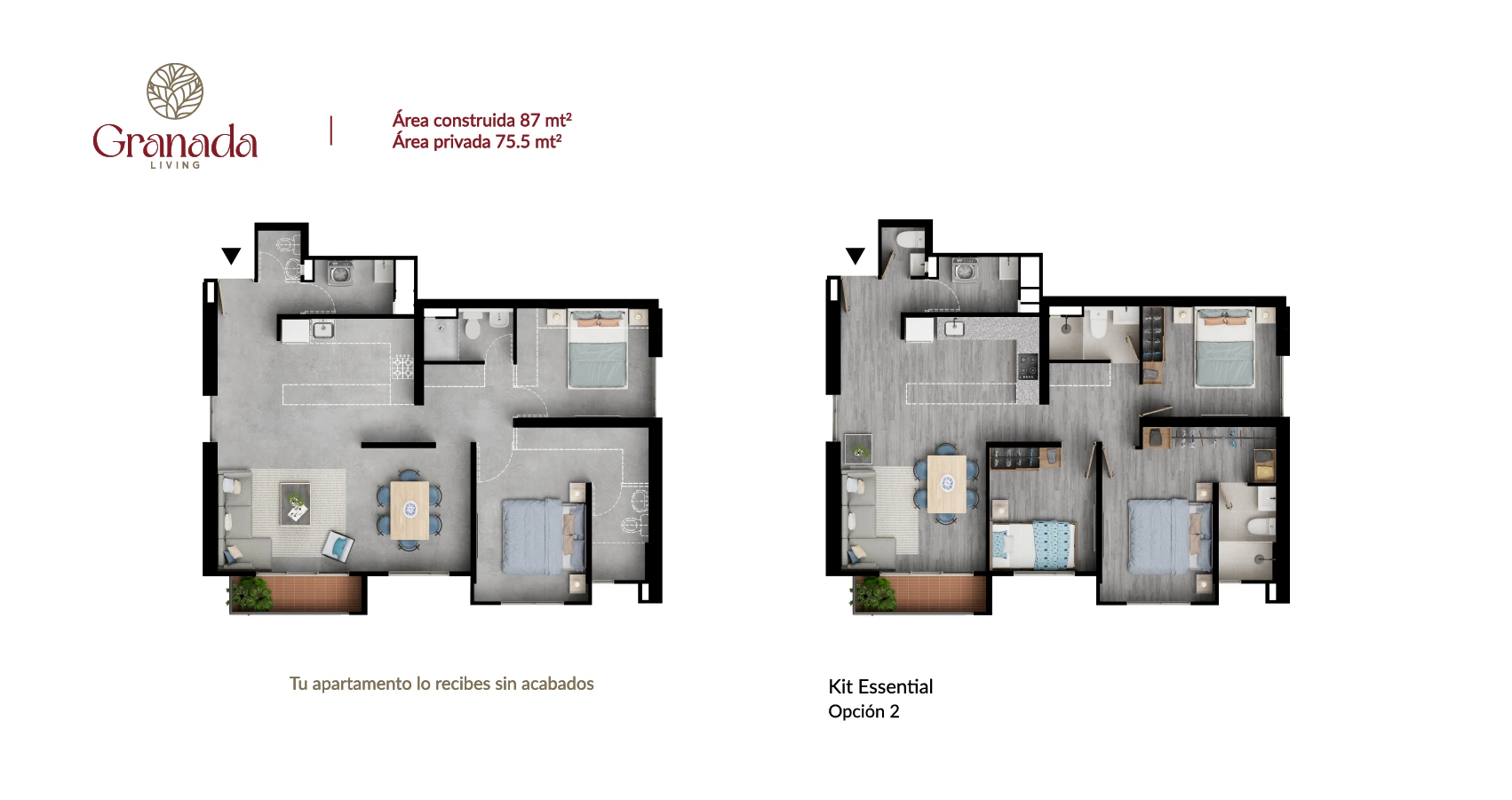 Planta apto tipo 87 Proyecto Granada Living