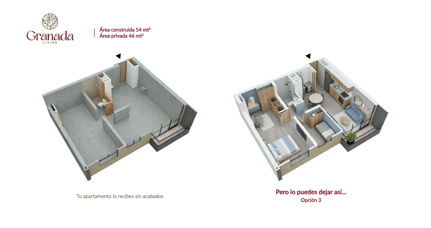 Axo apto tipo 54 Proyecto Granada Living