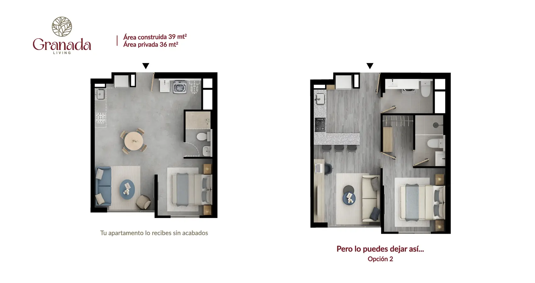 Apartamento Tipo 39 m2 Granada Living 