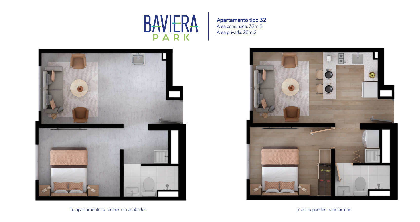 apartamentos en venta bogota norte, apartamento tipo 32 baviera park 