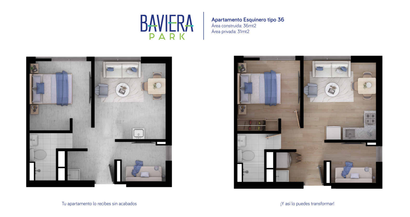 apartamentos en venta bogota norte, apto tipo 36 baviera park 