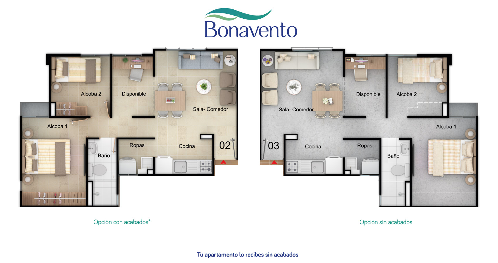 Bonavento apartamento tipo 46 constructora bolivar 