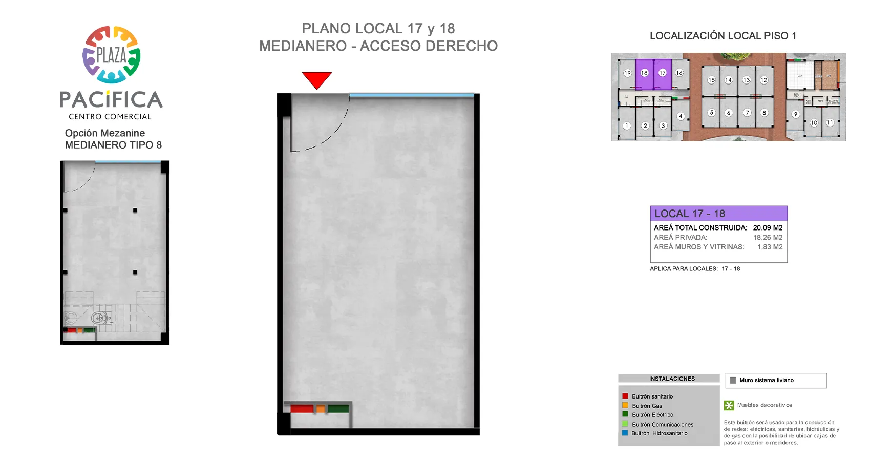Planta tipo - Proyecto de Locales Plaza Pacífica - Ciudad Pacífica