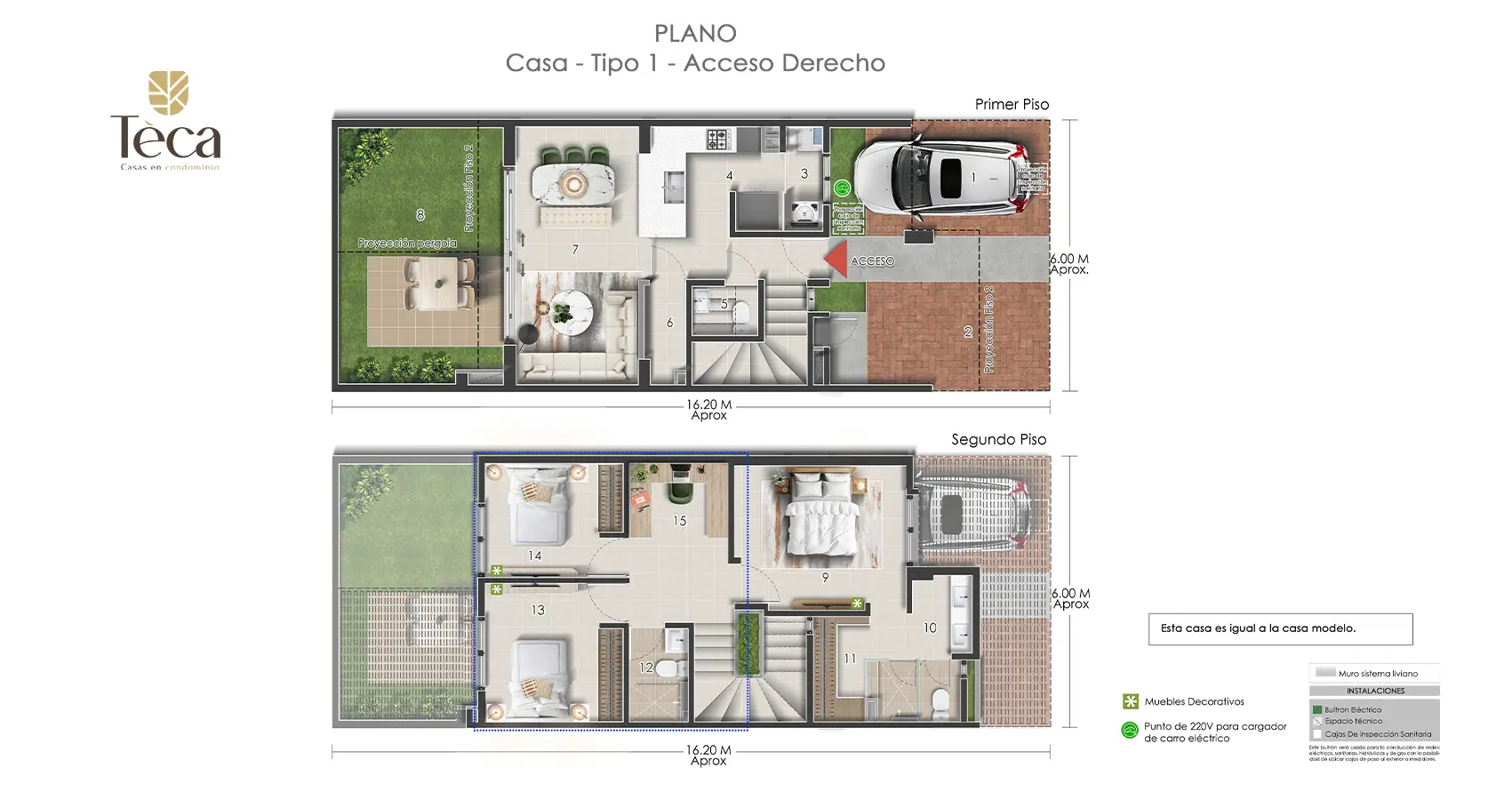 Plano casa tipo opción 2 del proyecto Tèca - Vivero Parque Residencial 