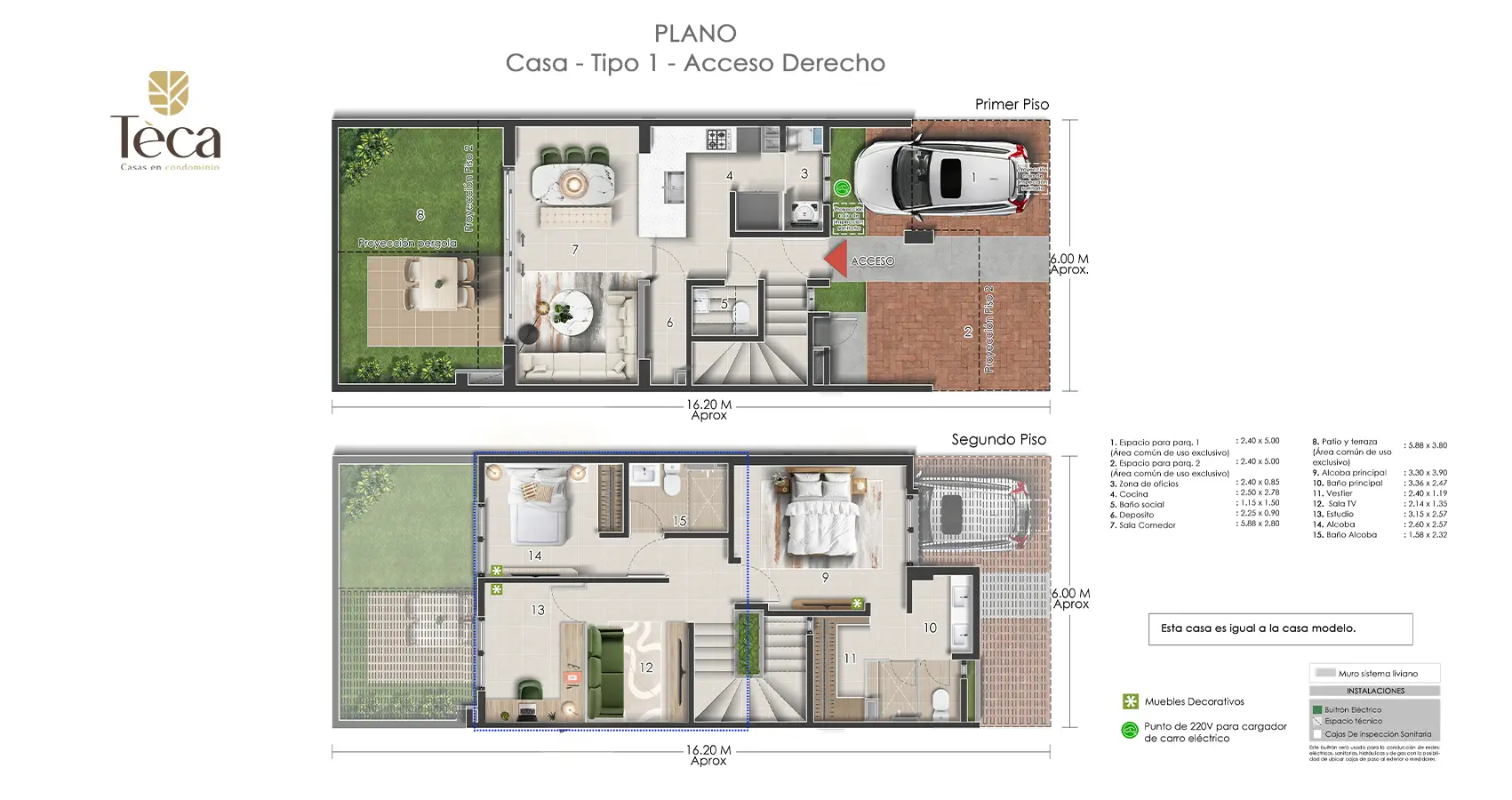 Plano casa tipo opción 3 del proyecto Tèca - Vivero Parque Residencial 
