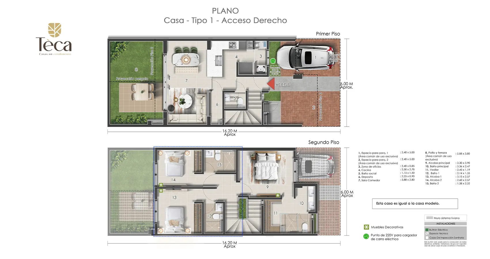 Plano casa tipo opción 4 del proyecto Tèca - Vivero Parque Residencial 