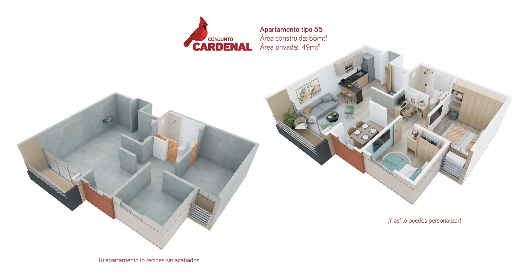 Apartamento tipo 55 proyecto cardenal Alameda del Rio