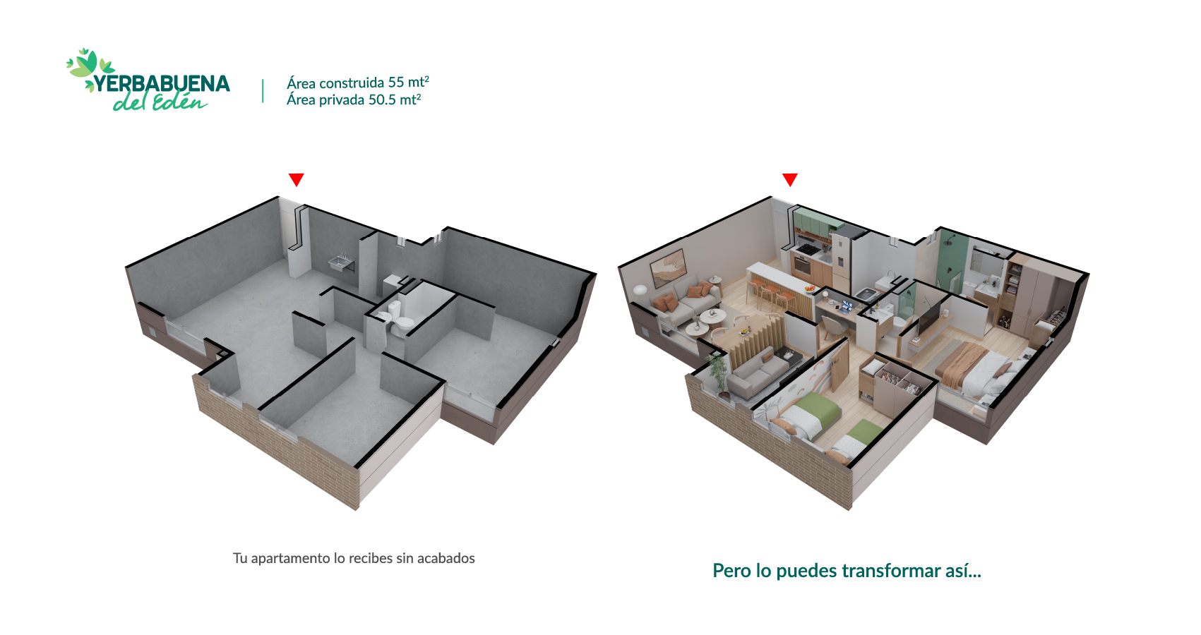 Apartamento atípico de 55 m² en Yerbabuena del Edén, Funza, con un diseño exclusivo.