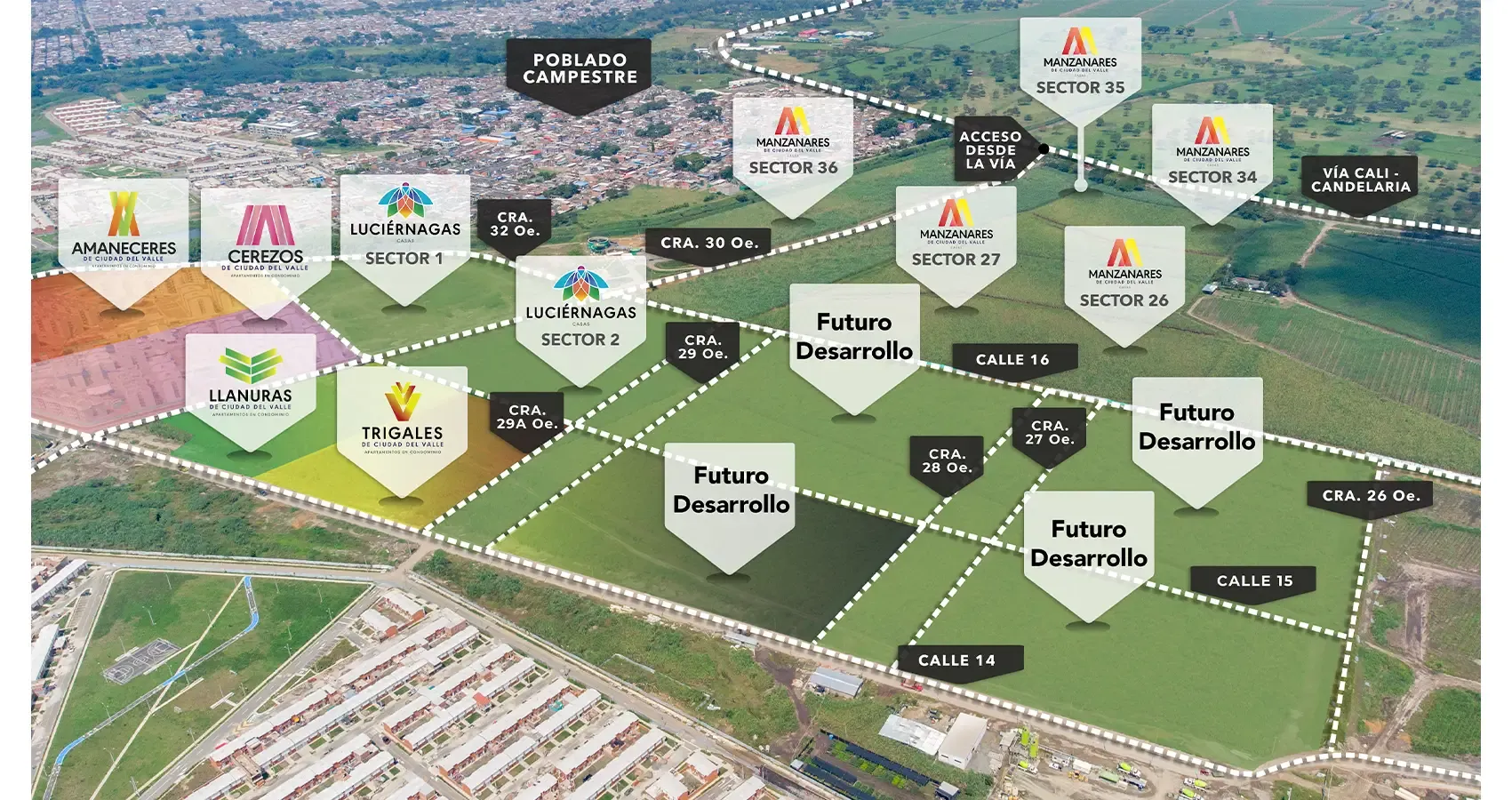 Mapa general ciudad de valle