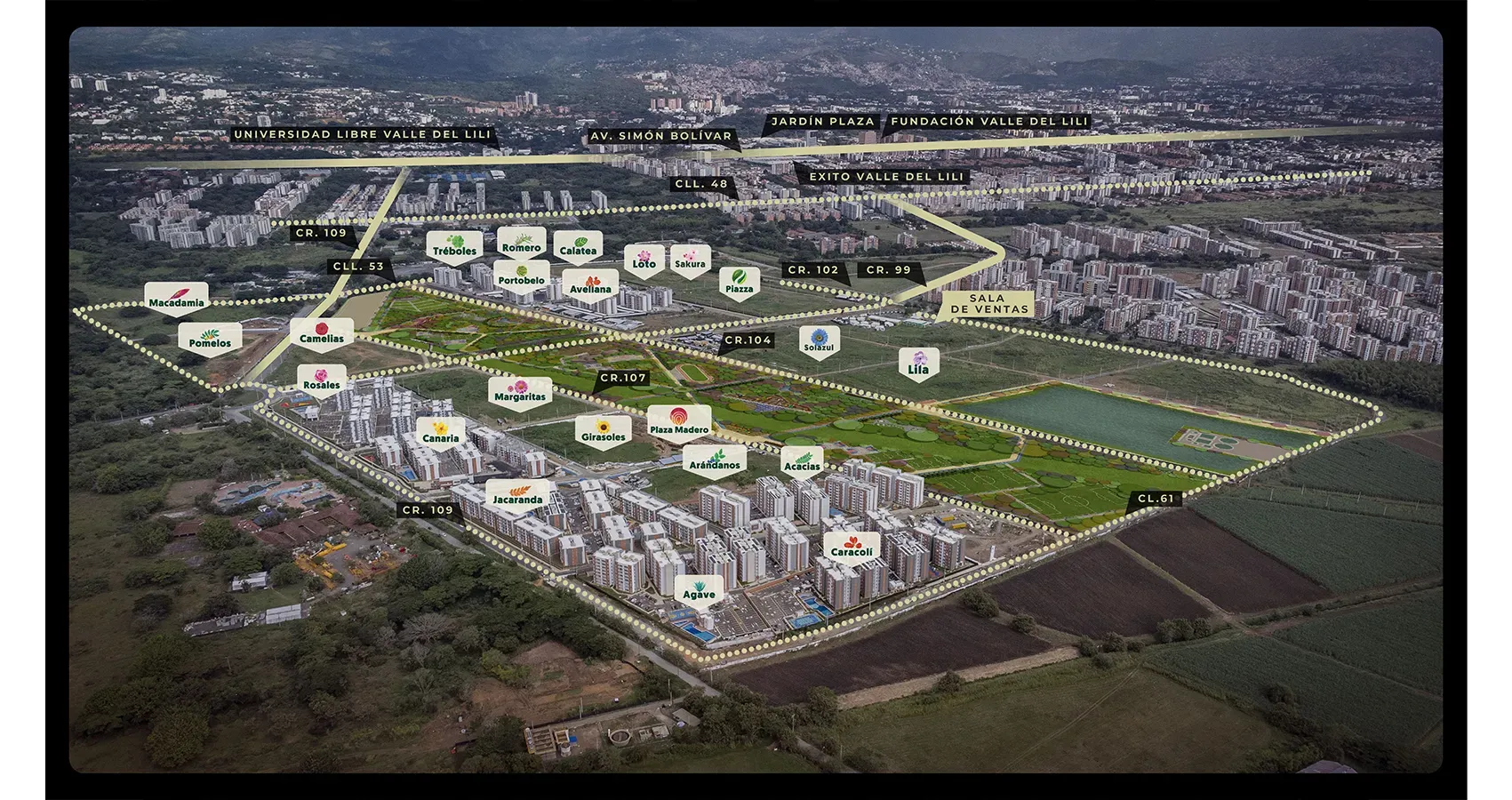 Foto aérea del Macroproyecto Vivero Parque Residencial