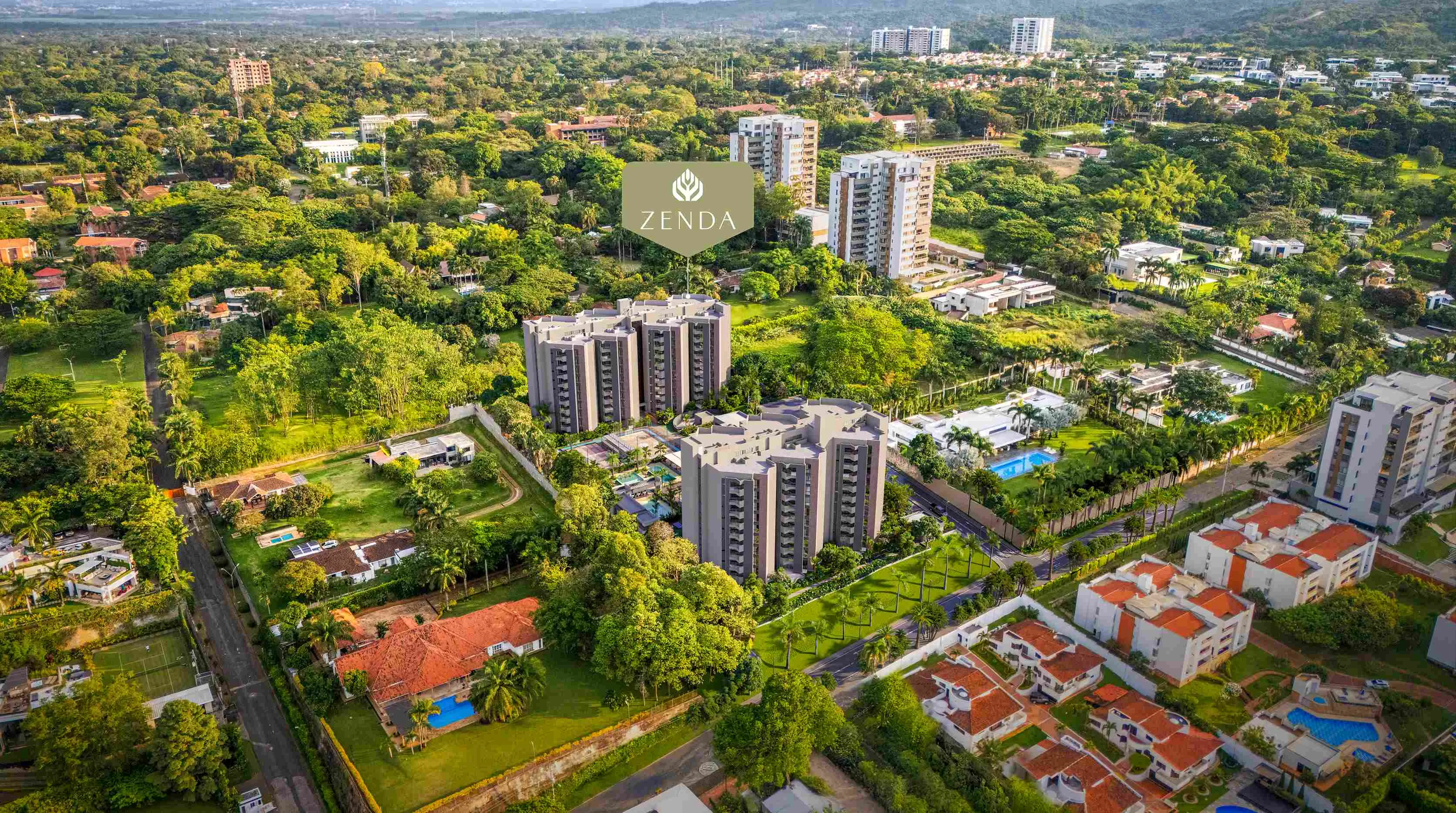 Imagen aérea del proyecto de vivienda Zenda