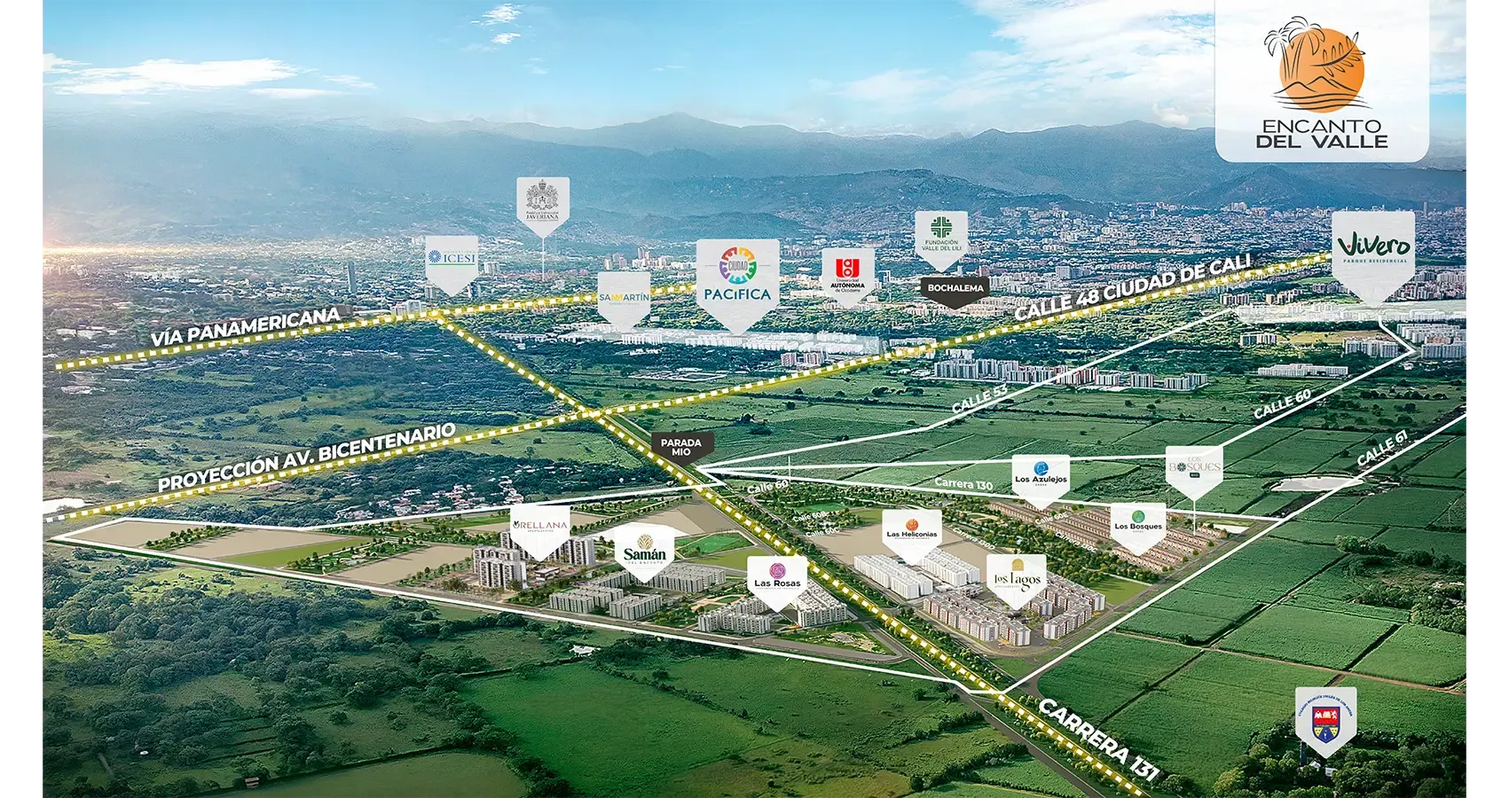 Foto aérea del macroproyecto Encanto del Valle