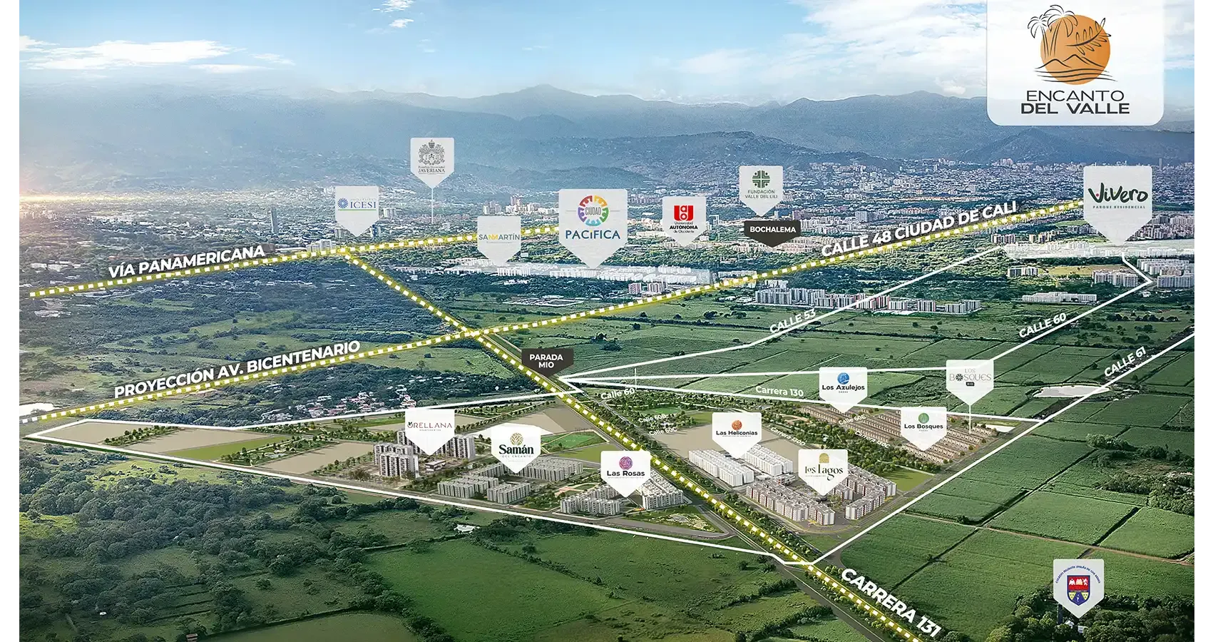 Foto aérea del macroproyecto Encanto del Valle