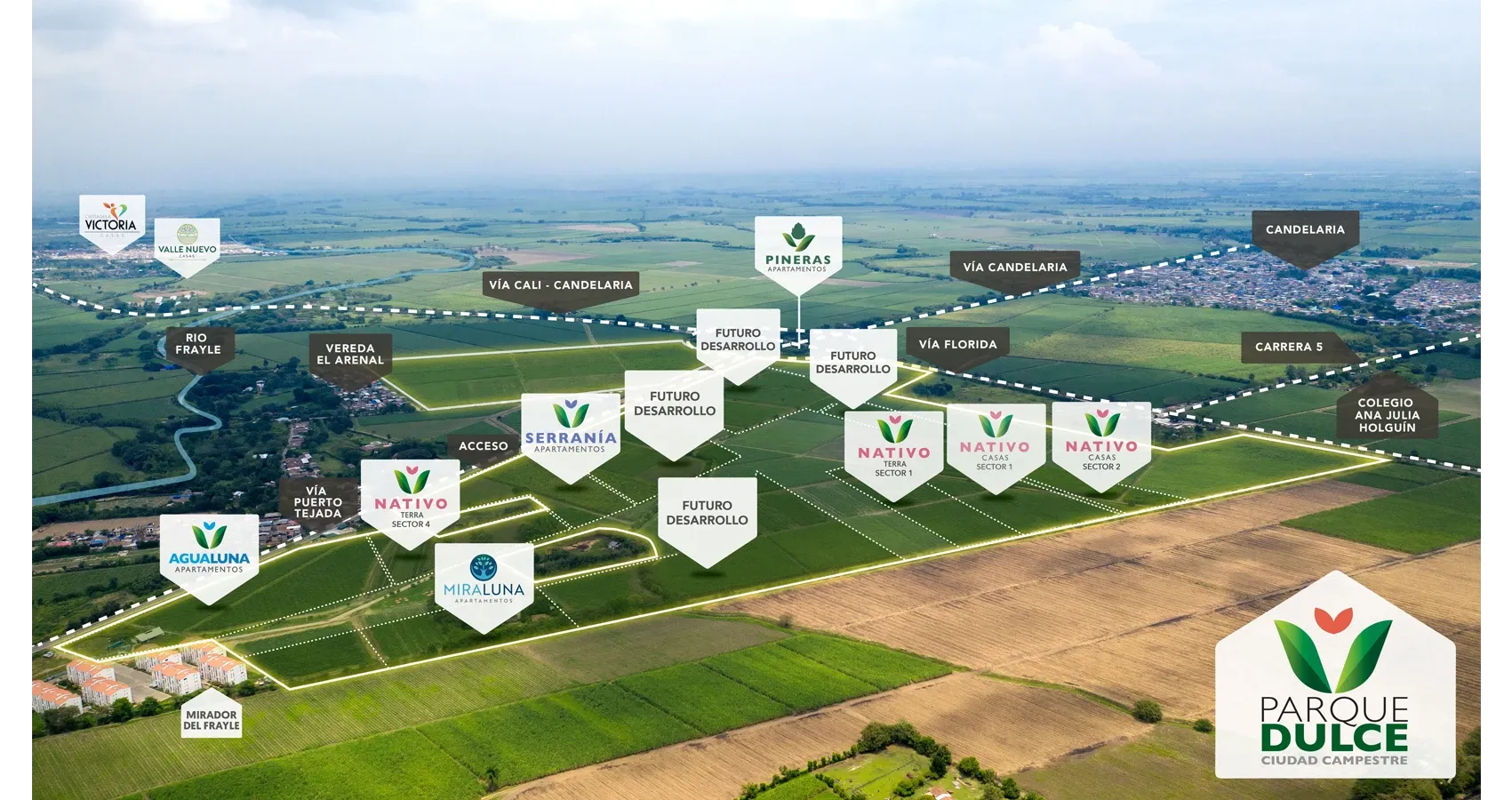 Mapa del macroproyecto Parque Dulce en el proyecto Serranía, Cali.