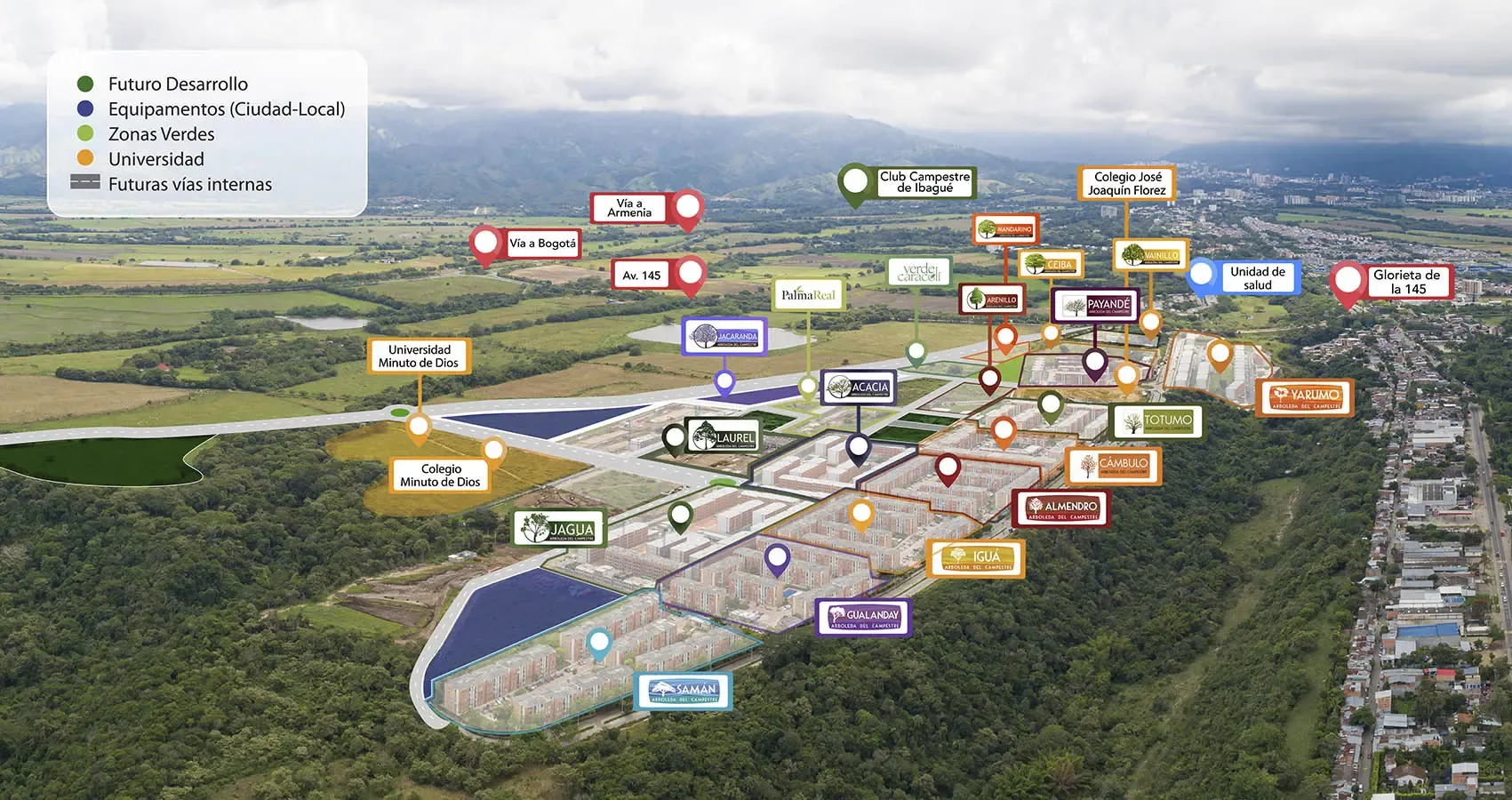 Mapa aéreo del proyecto Verde Caracolí