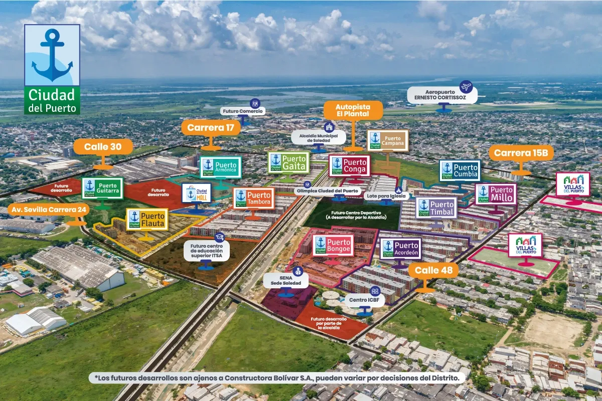 Mapa aéreo ciudad de puerto 