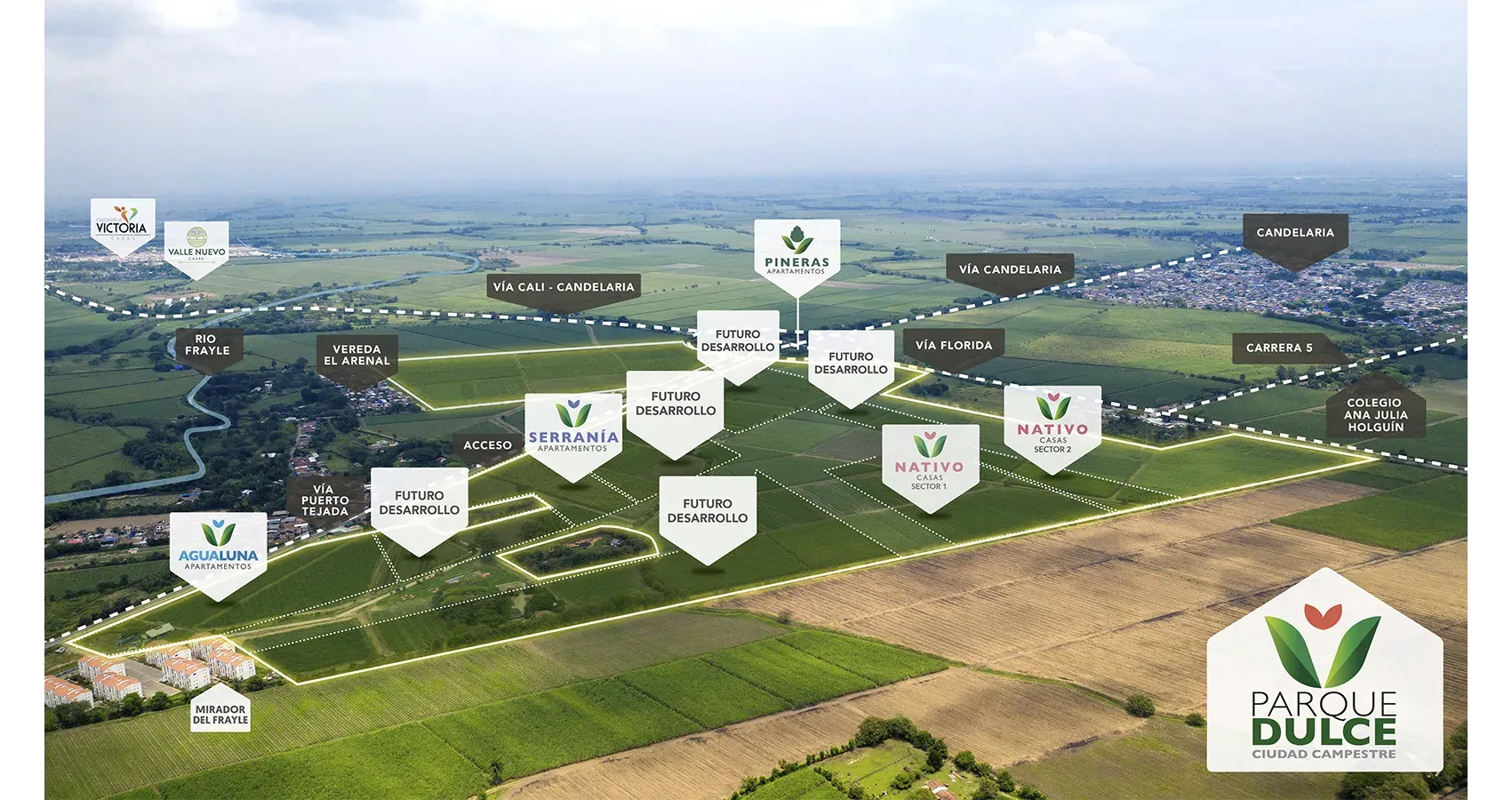 Mapa del macroproyecto Parque Dulce en el proyecto Serranía, Cali.